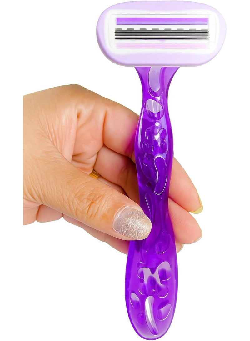 أليس ماكينات حلاقة أليس للنساء - طقم 2 قطعة - 3 شفرات ستانلس ورأس مرن - بنفسجي - مخصصة للبشرة الجافة - Image 4